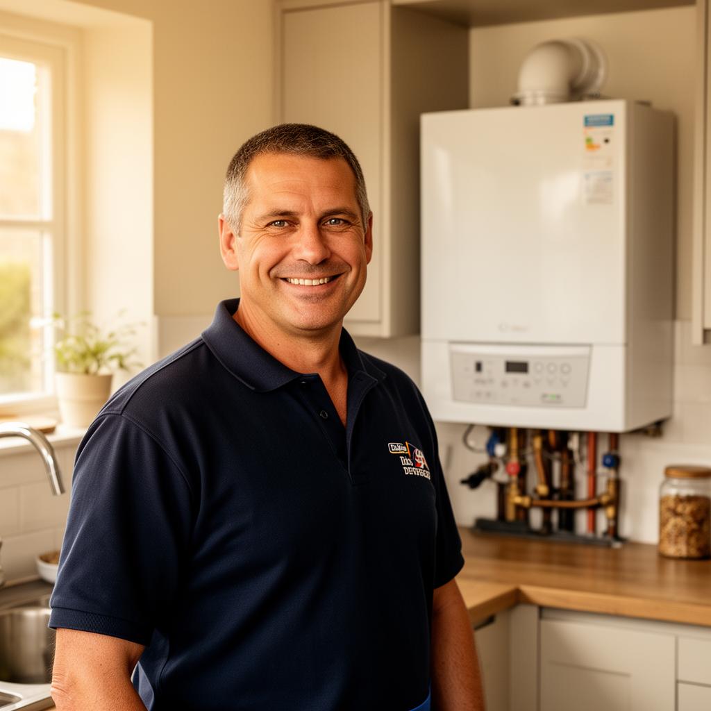 Carl, Fireside Gas heating engineer, in a North Birmingham home